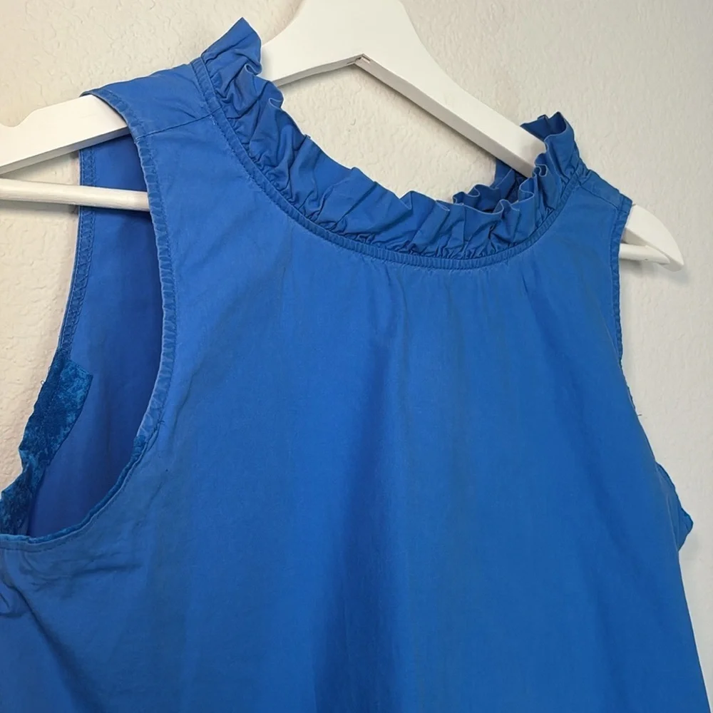 HD in Paris Blue Sleeveless Ruffle Neck Blouse Top size 0 - Picture 3 of 5